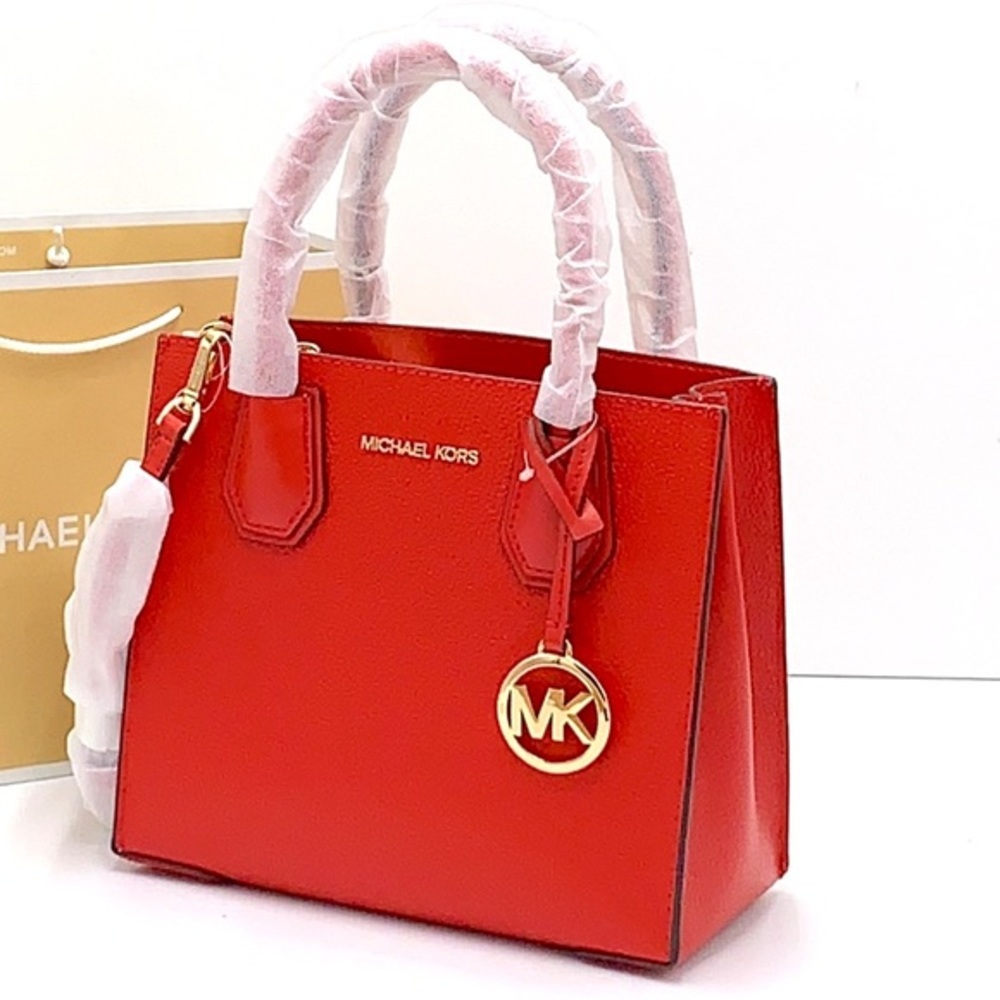 MICHAEL KORS MERCER MEDIUM MESSENGER CROSSBODY BAG FLAME color